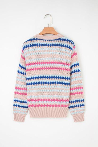 Threaded Pear Amelia Patterned Drop Shoulder Sweater