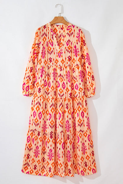 Threaded Pear Marjorie Geometric Printed Maxi Dress