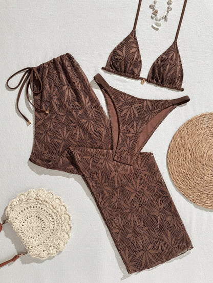 Women's Three-Piece Bikini Set with Halter Neck, Long Pants Swimwear for Beach Style New Fashion Bikini