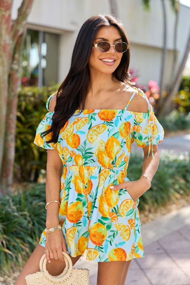 Easy Peasy Citrus Print Romper