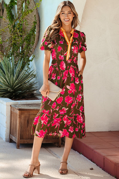 Threaded Pear Renata Ruffle Hem Maxi Dress