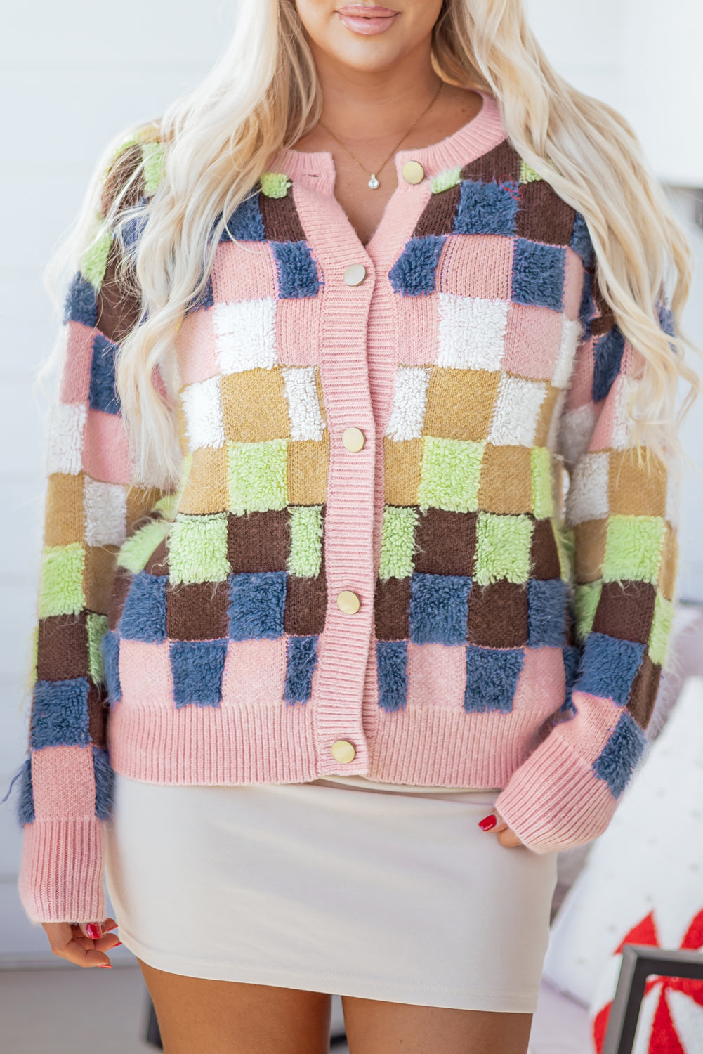 Threaded Pear Kiara Pattern Front Cardigan Sweater