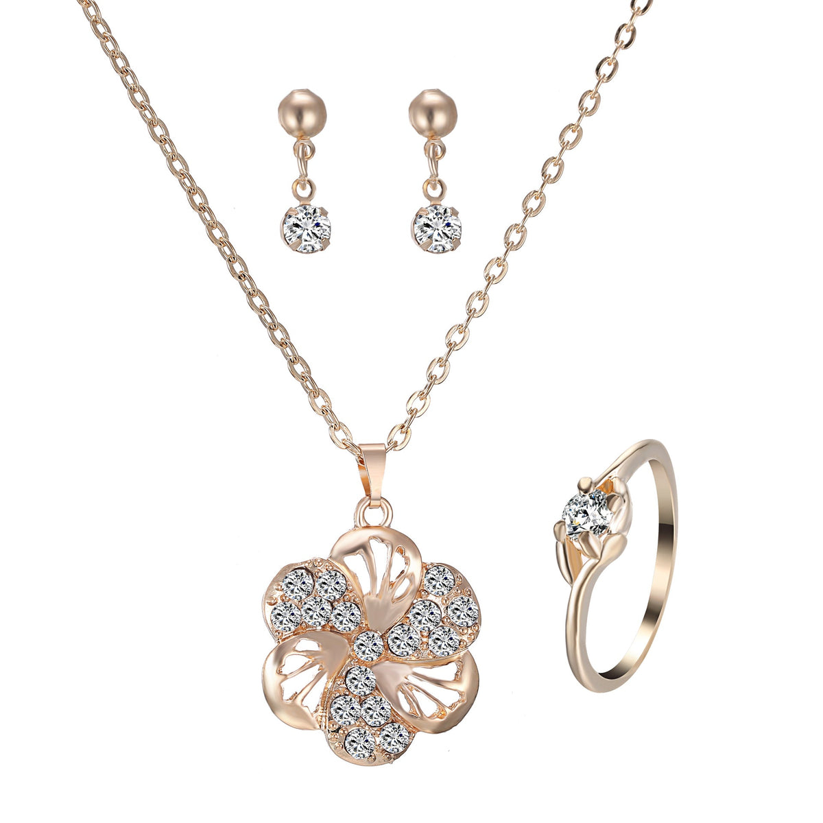 Radiant Heart Pendant Jewelry Set | Sparkling Rhinestone Necklace & Earrings Suite | Romantic Crystal Heart Jewelry for Women | Elegant Anniversary & Wedding Gift Set