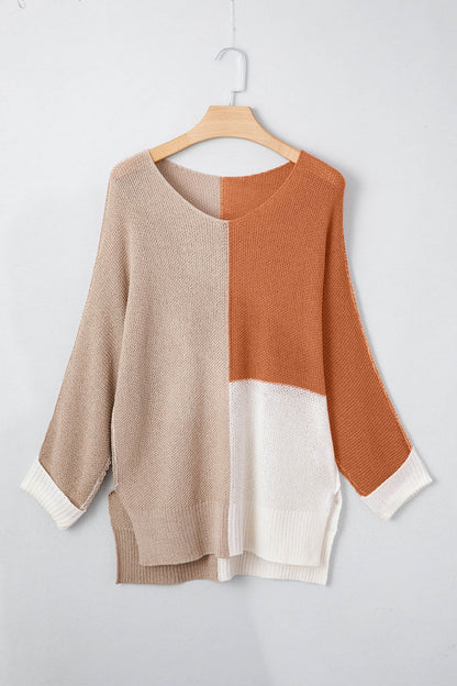 Threaded Pear Zendaya Block Knit Loose Sweater
