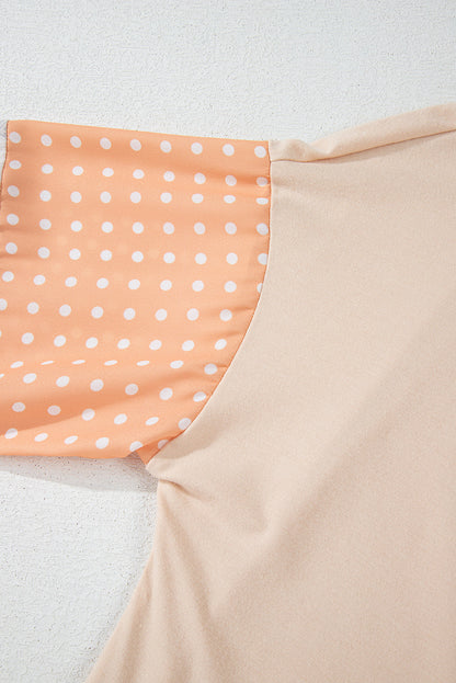 Threaded Pear Alora Palm Leaves Polka Dot Loose Blouse