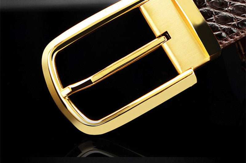 Men’s Business Casual Leather Belt | Classic Zinc Alloy Pin Buckle Waist Strap | Premium Formal Dress Belt for Men | Versatile Professional Accessory