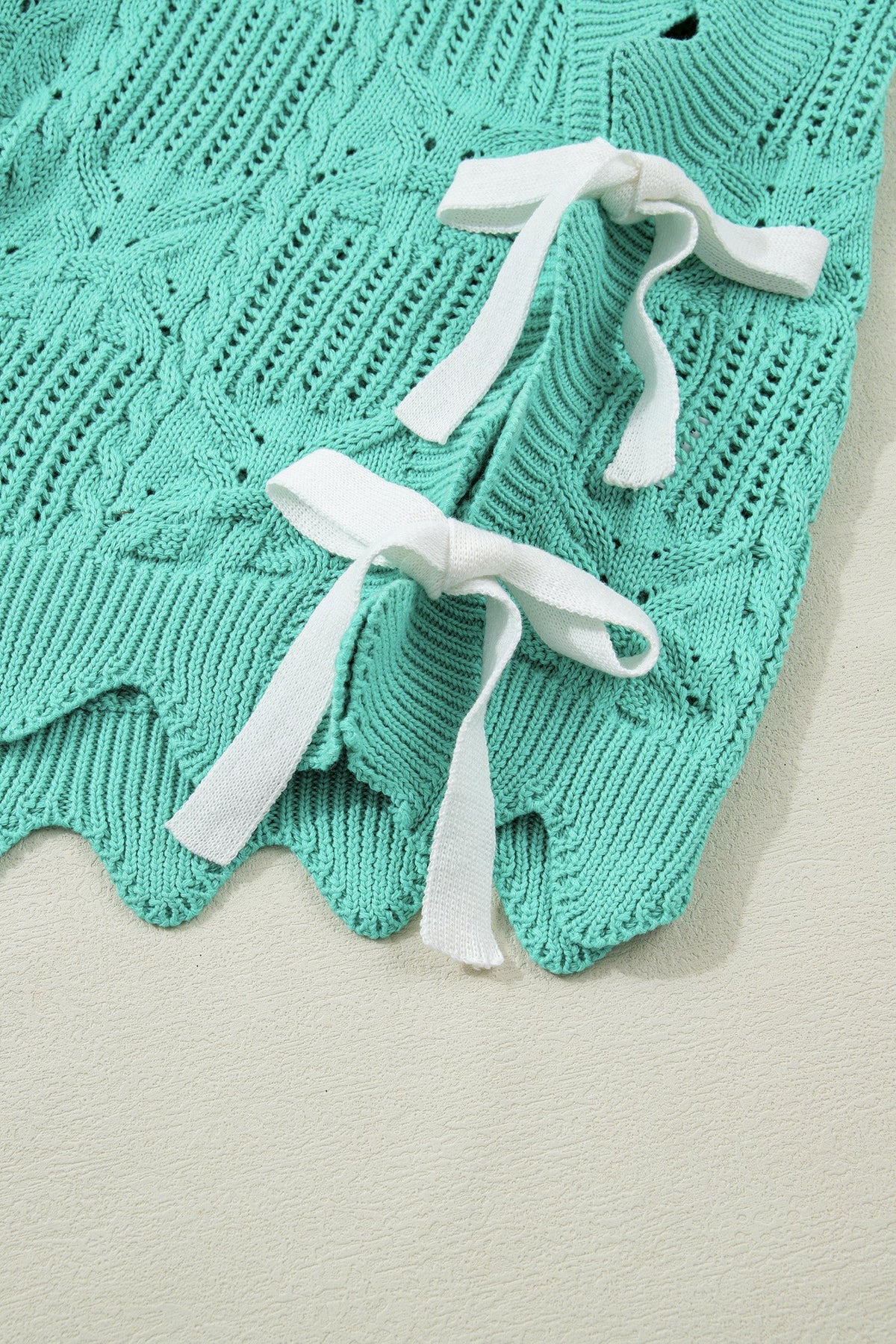 Threaded Pear River Trim Short Sleeve Sweater