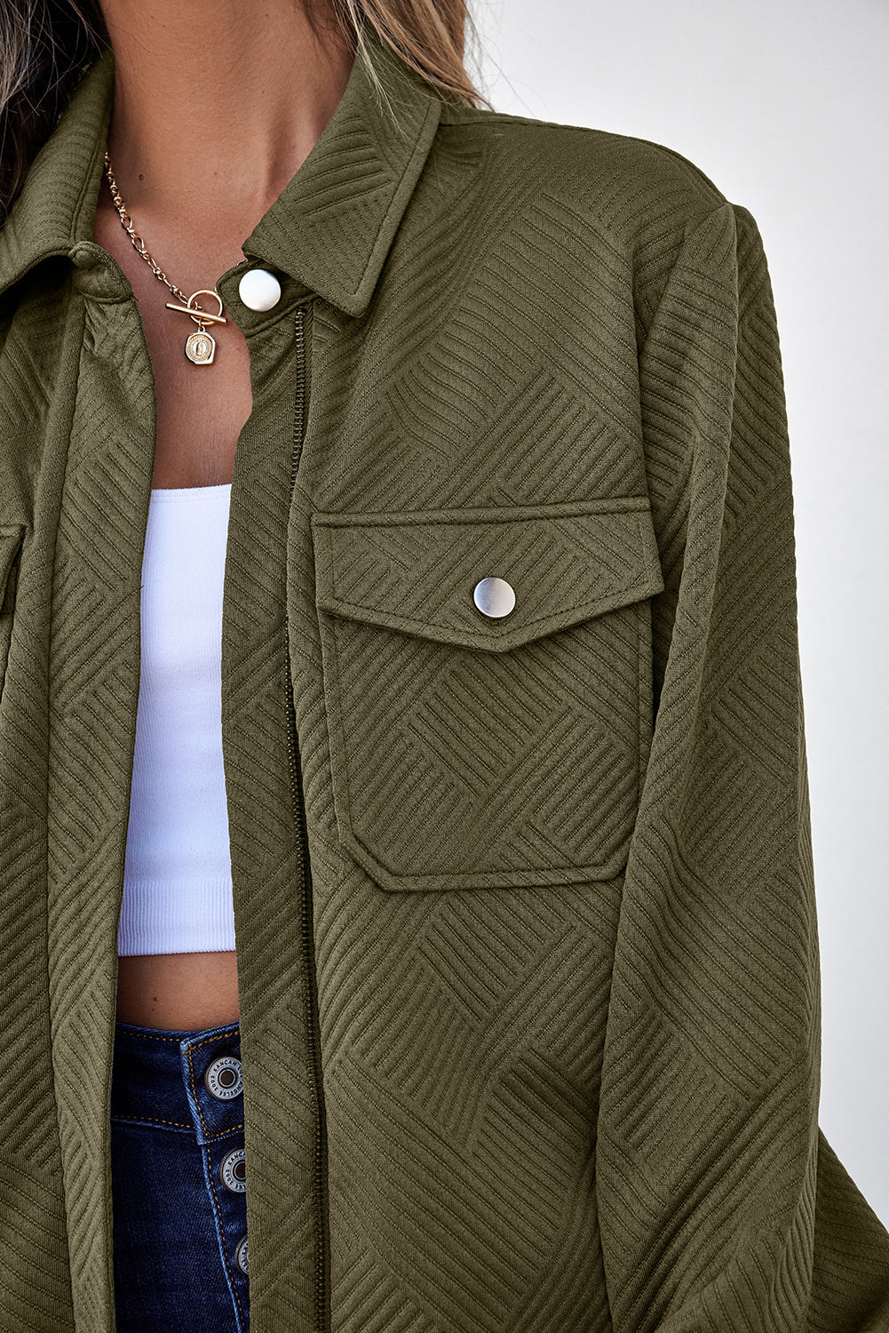 Threaded Pear Remi Zip Up Flap Shirt