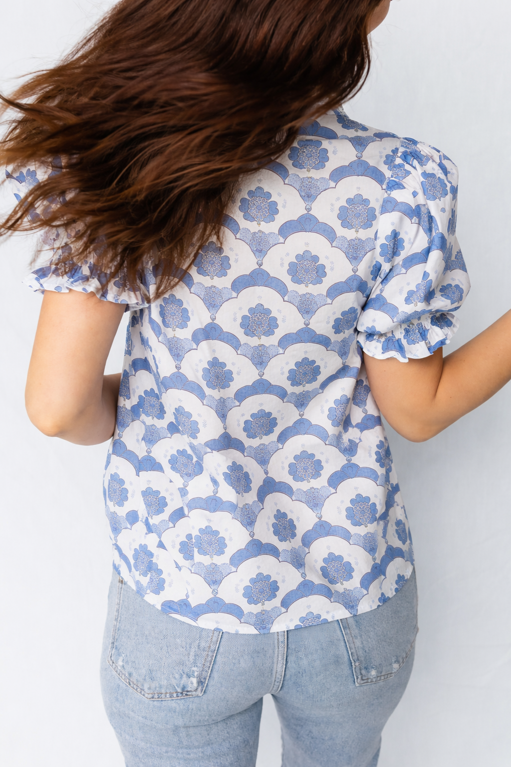 Threaded Pear Mariam Sleeve Contrast Trim Blouse