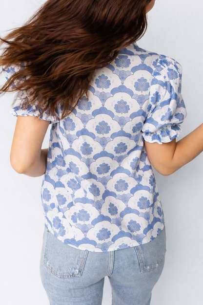 Threaded Pear Mariam Sleeve Contrast Trim Blouse