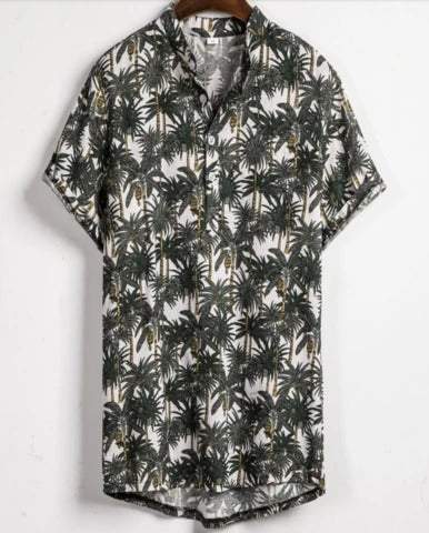 Men’s Slim-Fit Contrast Print Shirt | High-Sense Professional Button-Down | Trendy Minimalist Geometric Pattern Shirt | Luxury-Label Statuesque Radiant Apparel | 2026 High-Fashion Emerald-Luxe Essential
