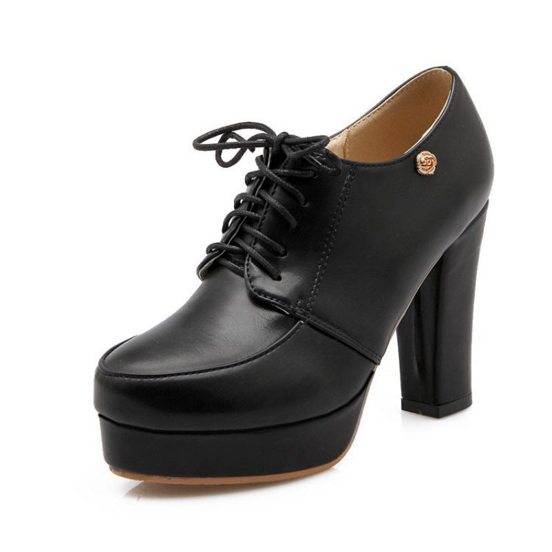 Women’s Chunky Heeled Lace-Up Pumps | Elegant Round-Toe Block Heel Shoes | Vintage Style Oxford-Inspired Heels | Comfortable All-Day Wear Pumps for Women | 2026 Trendy Business Casual Footwear