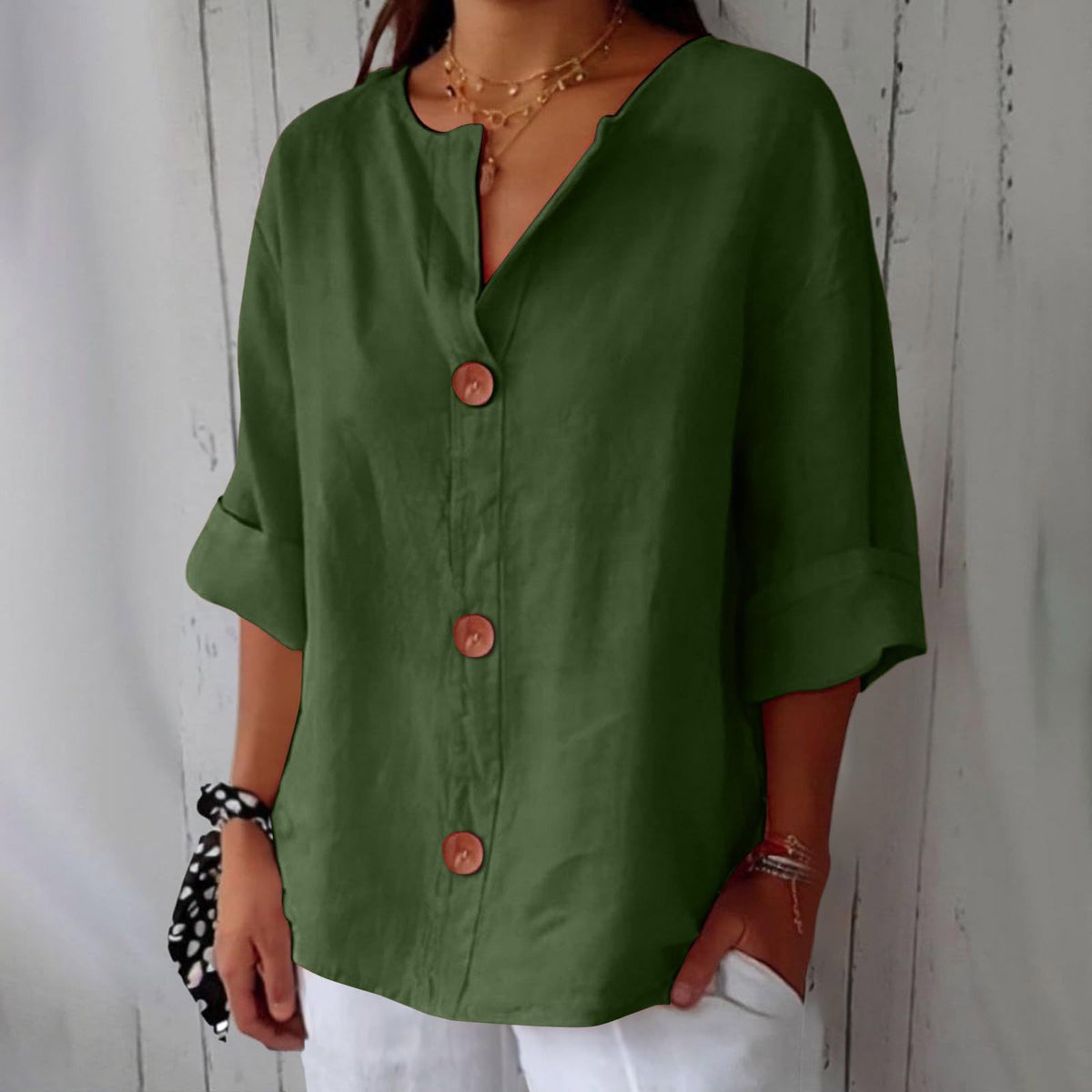Women’s V-Neck Pullover Shirt | Casual Long-Sleeved Fashion Top | Elegant Loose-Fit Daily Blouse | Trendy Minimalist V-Neck Pullover for Ladies | 2026 High-Fashion Lightweight Autumn/Spring Top