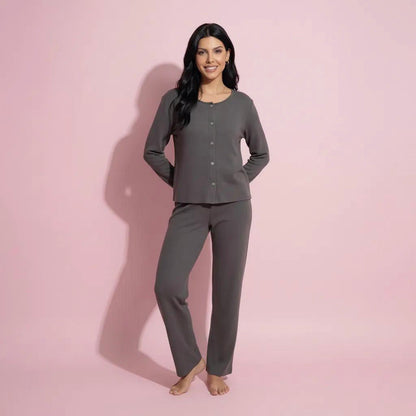 Anna-Kaci Women's 2-Piece Set Soft Knit Lounge Pants and Button-Up Cardigan with Tank Top