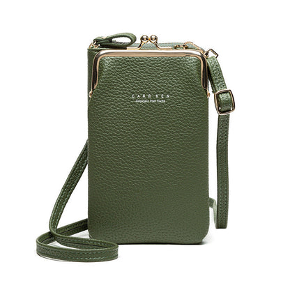 Fashion Lychee Pattern Solid Color Crossbody Bag | Premium Pebbled Texture Shoulder Bag | Minimalist Diagonal Sling Purse for Women | Elegant Daily Travel Messenger Bag