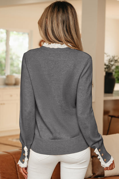 Threaded Pear Katelyn Patchwork Cuffs Loose Sweater