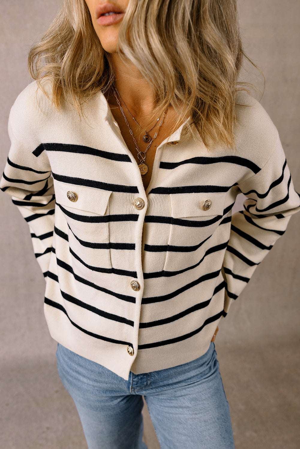 Threaded Pear Genesis Pocket Buttoned Cardigan Sweater