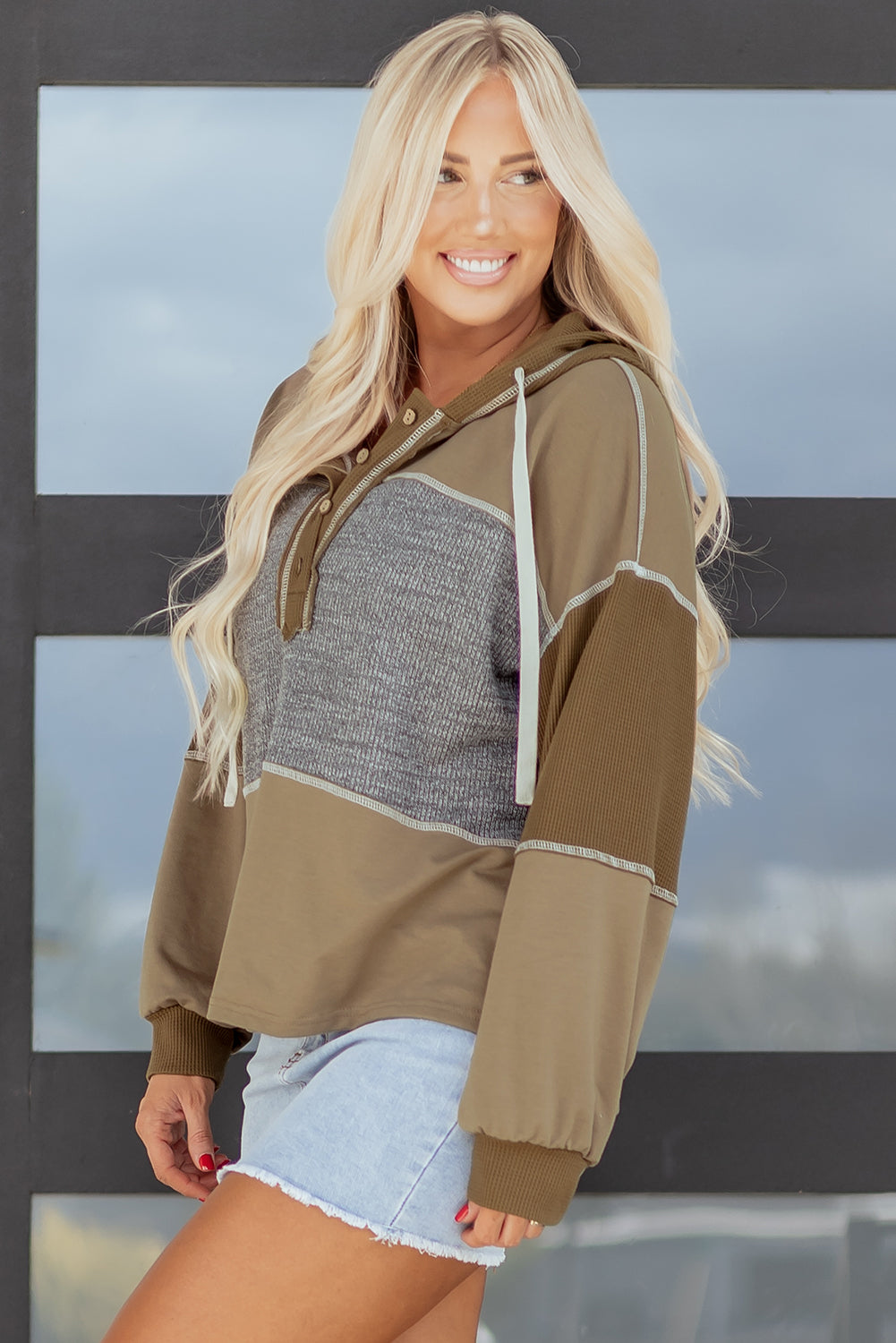 Threaded Pear Myrabella Exposed Seam Half Pullover