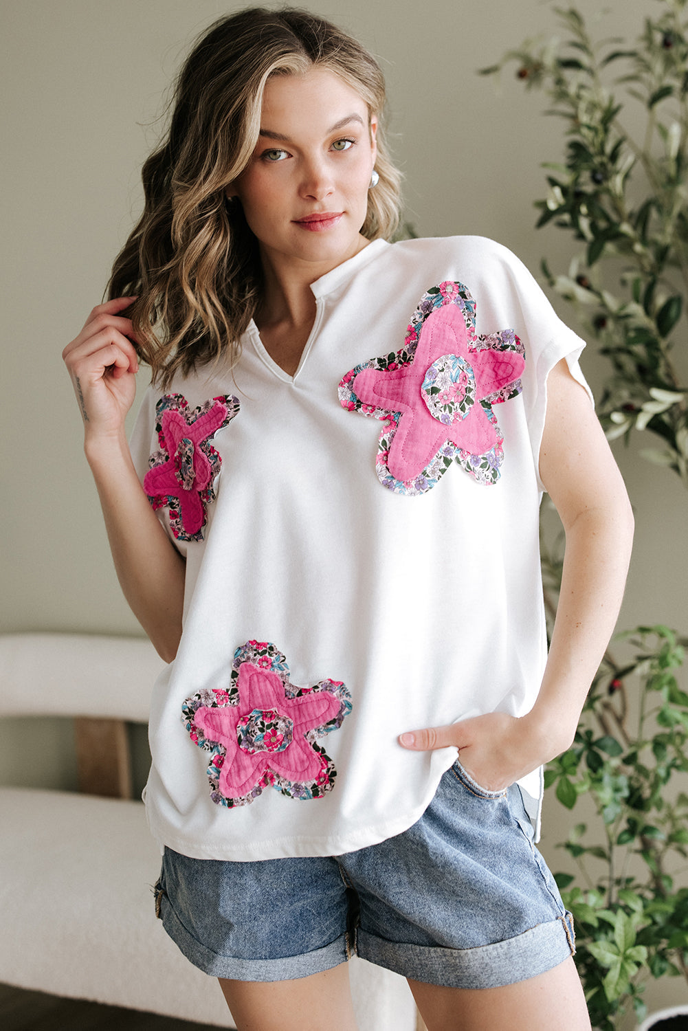Threaded Pear Fallon Floral Dolman Sleeve Top