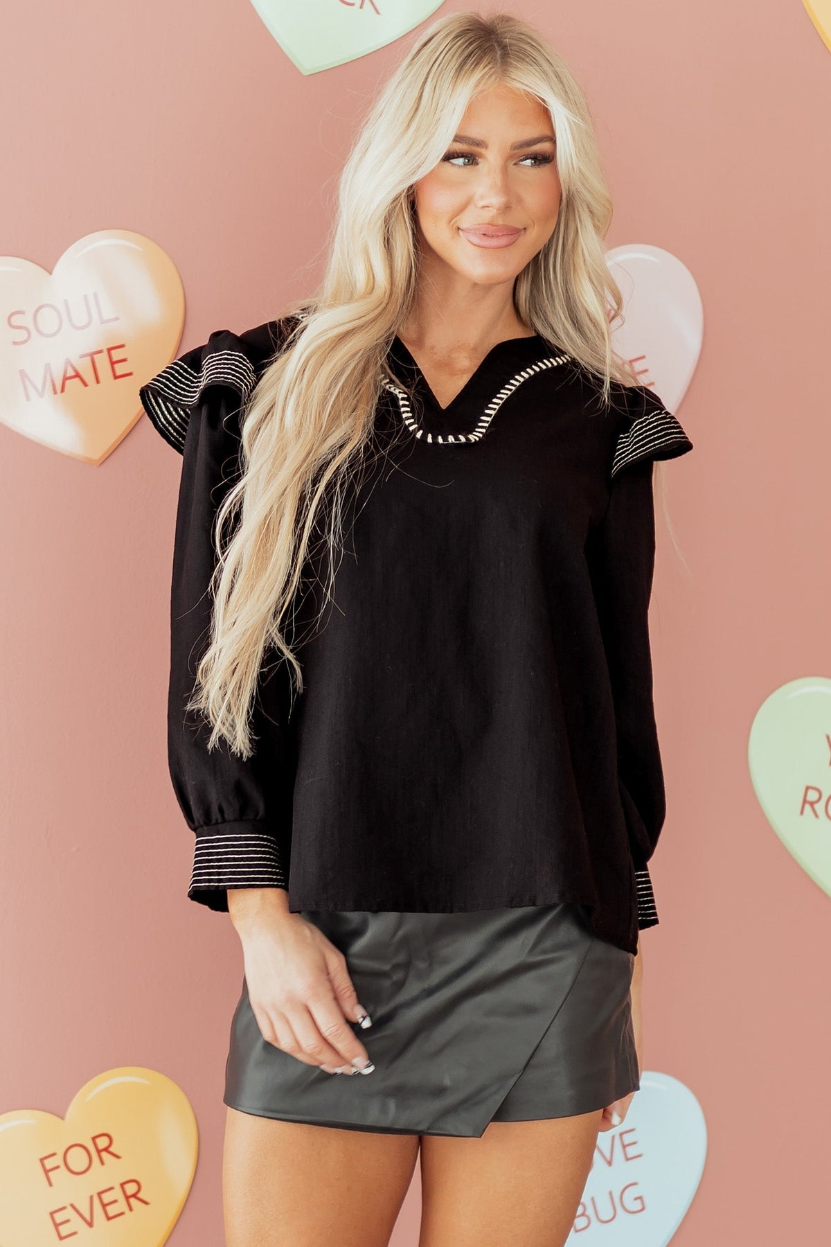Threaded Pear Elowen Long Sleeve Blouse Long Sleeve Top