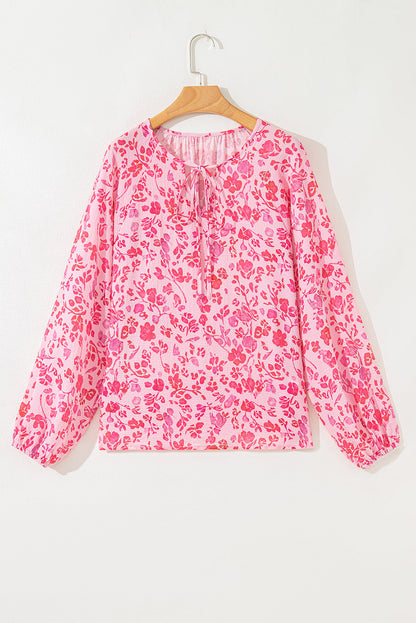 Threaded Pear Adalyn Floral Puff Sleeve Lightweight Blouse