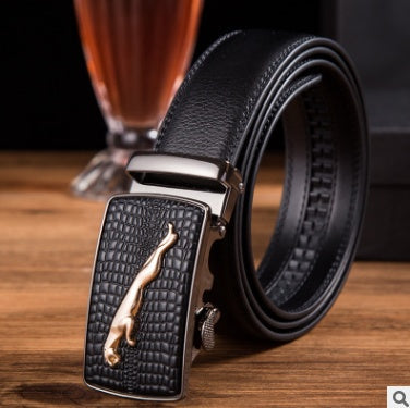 Men’s Factory Direct Automatic Leather Belt | Premium Wholesale Business Ratchet Belt | Luxury Genuine Leather Men's Belt | Sleek Professional No-Hole Automatic Waistband