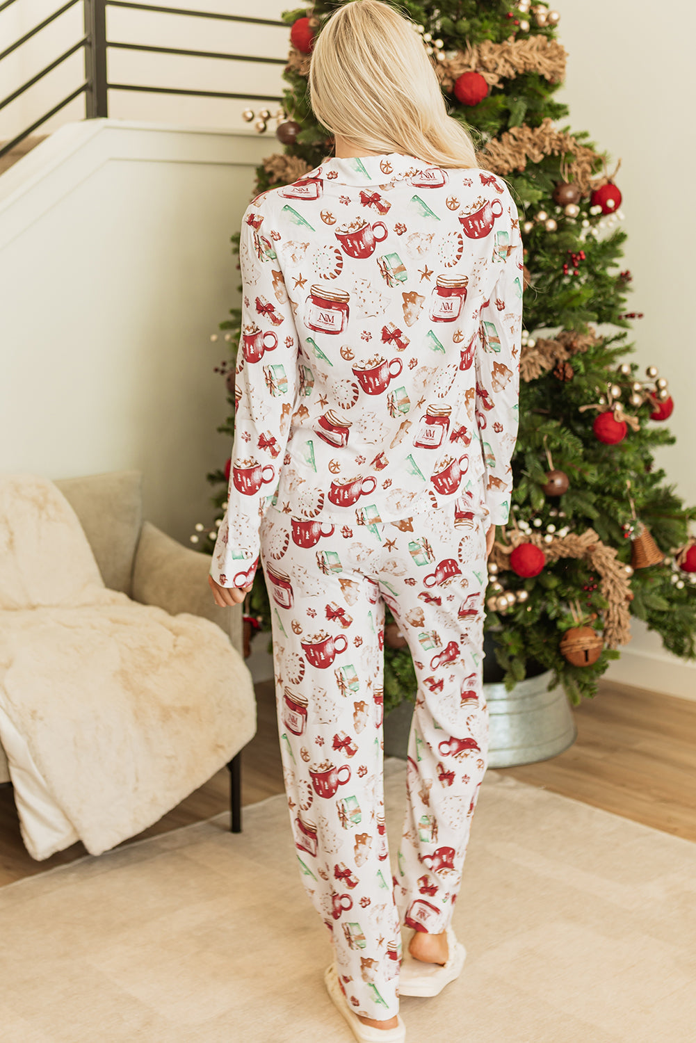 Threaded Pear Paris Pants Pajama Set Long Sleeve Top