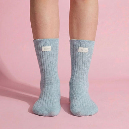 Anna-Kaci Women's 3-Pair Ribbed Crew Socks Set Soft Stretch Knit Fabric Minimal Everyday Comfort Socks