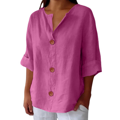 Women’s V-Neck Pullover Shirt | Casual Long-Sleeved Fashion Top | Elegant Loose-Fit Daily Blouse | Trendy Minimalist V-Neck Pullover for Ladies | 2026 High-Fashion Lightweight Autumn/Spring Top