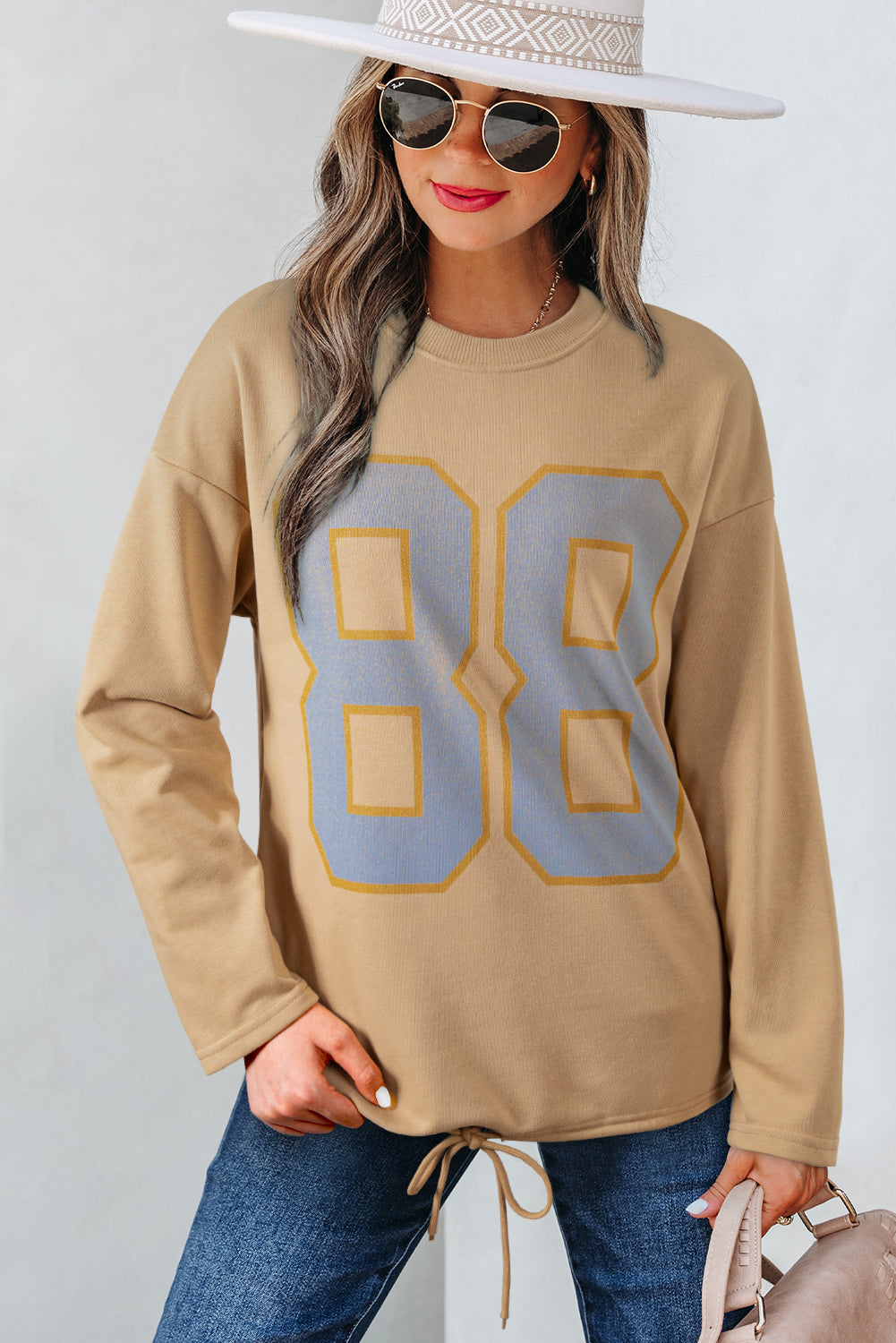 Threaded Pear Macy Drawstring Hemline Oversize Long Sleeve Top
