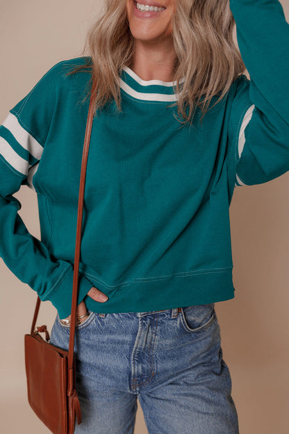 Threaded Pear Jadeita Patchwork Drop Shoulder Sweatshirt