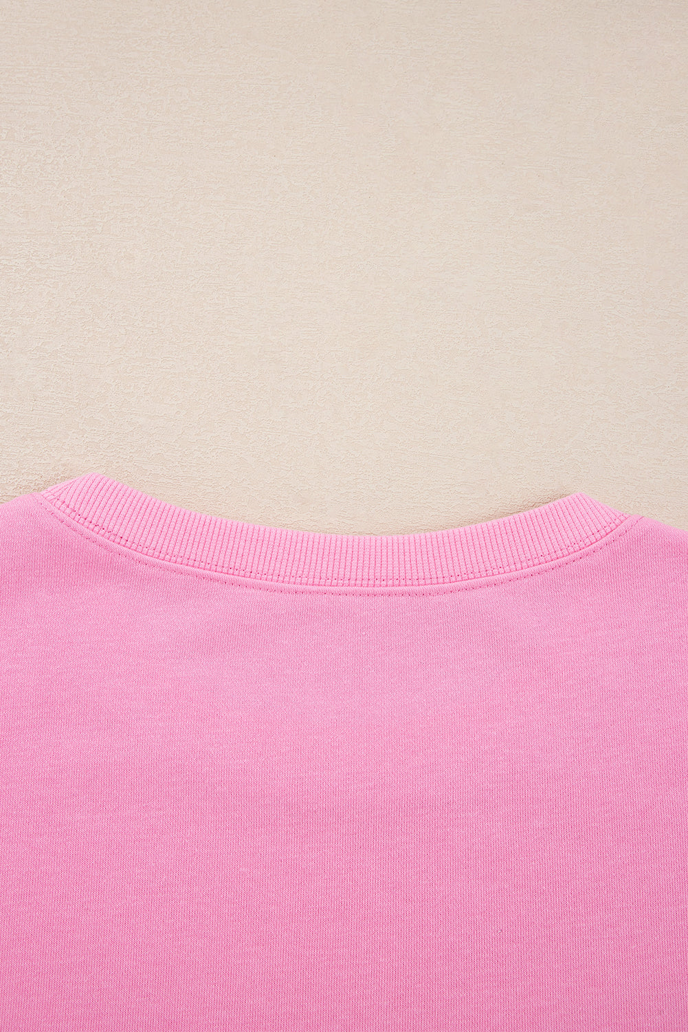 Threaded Pear Pink Big Bow Lace Embroidered Dolman Sleeve Slit Plus Size Sweatshirt