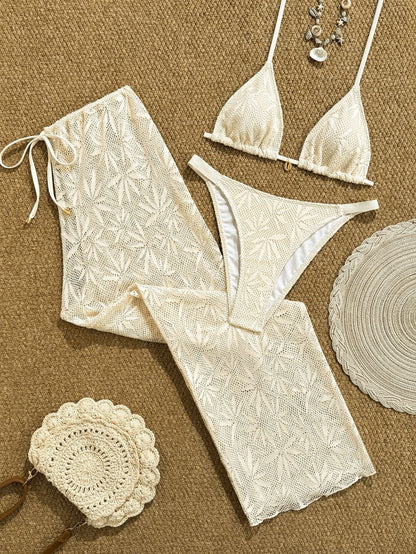 Women's Three-Piece Bikini Set with Halter Neck, Long Pants Swimwear for Beach Style New Fashion Bikini