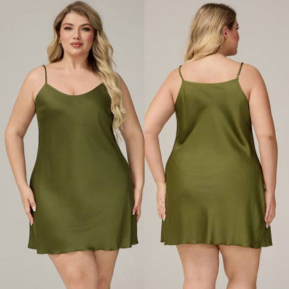 Elegant Satin Chiffon Sleepwear for Women, Summer Strap Sexy Nightdress, Simple Home Wear
