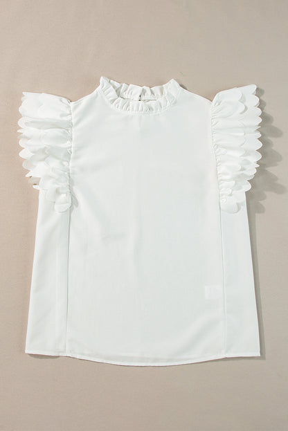 Threaded Pear Milan Scalloped Ruffle Sleeve Top