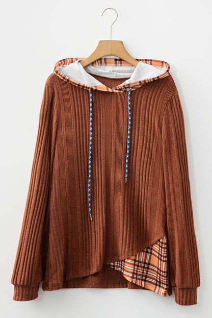 Threaded Pear Mya Knit Drawstring Hooded Top