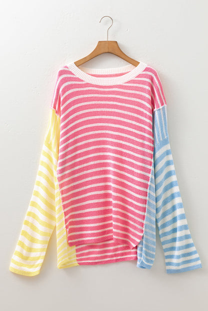 Threaded Pear Fernanda Seam Colorblock Patchwork PLUS Sweater