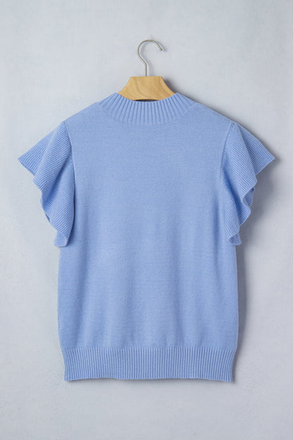 Threaded Pear Hadassah Ruffle Short Sleeve Sweater