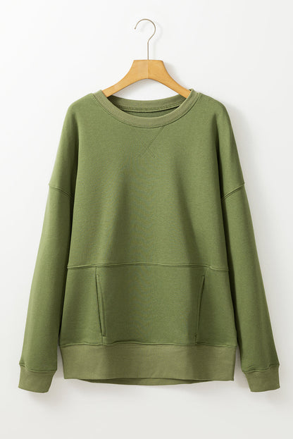 Threaded Pear Ainsley Crisscross Stitching Loose Sweatshirt
