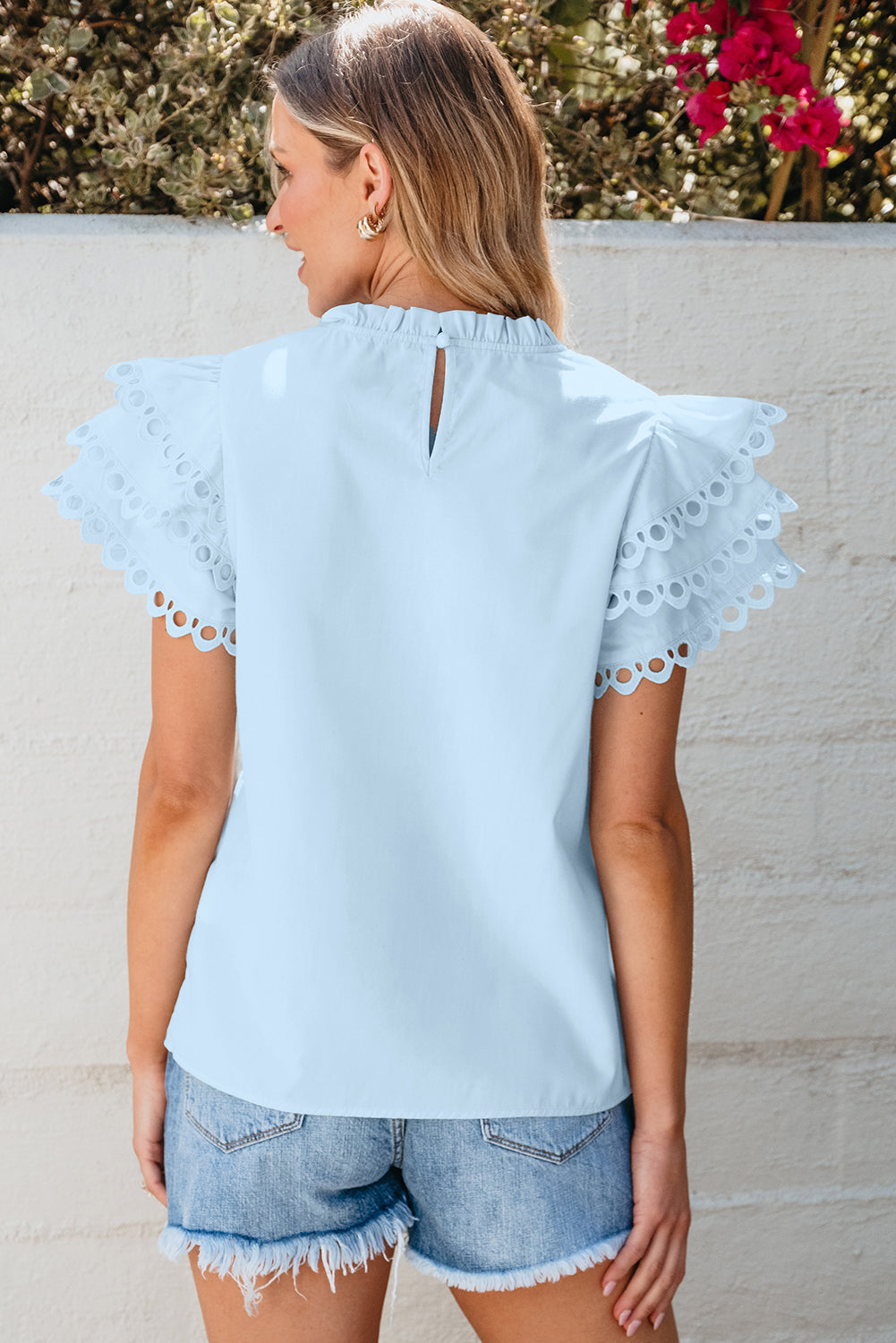 Threaded Pear Jessie Layered Ric Rac Cap Sleeve Filled Neck Blouse