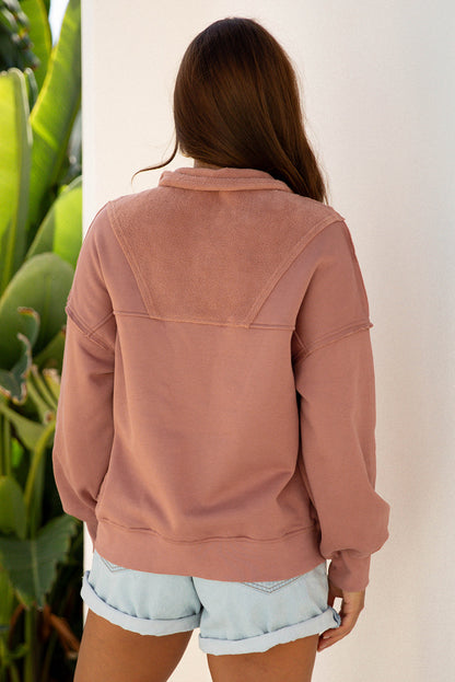 Threaded Pear Mabel Half Zipper Baggy Sweatshirt