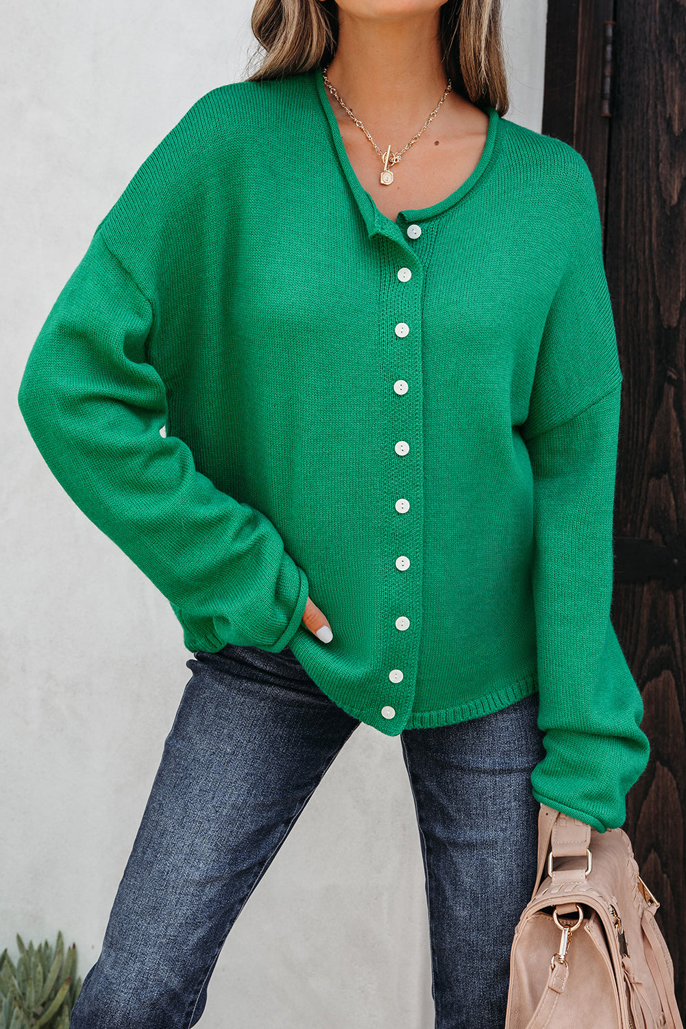 Threaded Pear Evatyn Knit Drop Shoulder Sweater