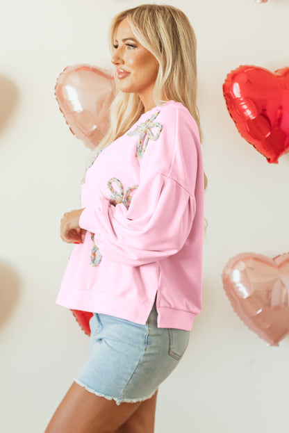 Threaded Pear Laila Bow Lantern Sleeve Oversized Sweatshirt
