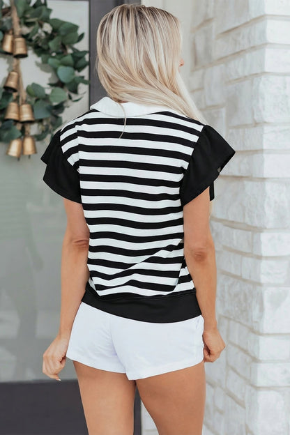 Threaded Pear Lilith Ruffled Short Sleeve Blouse