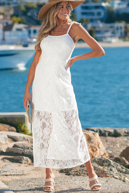 Threaded Pear Maxine Lace Overlay Long Dress