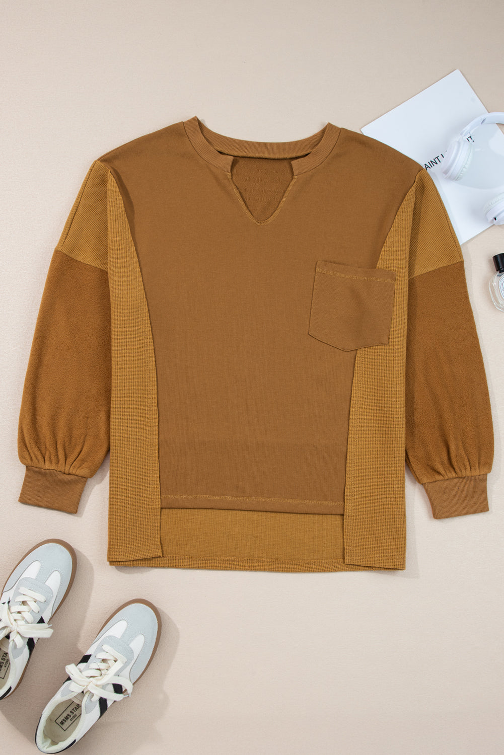 Threaded Pear Isabella High Low Patchwork Sweatshirt