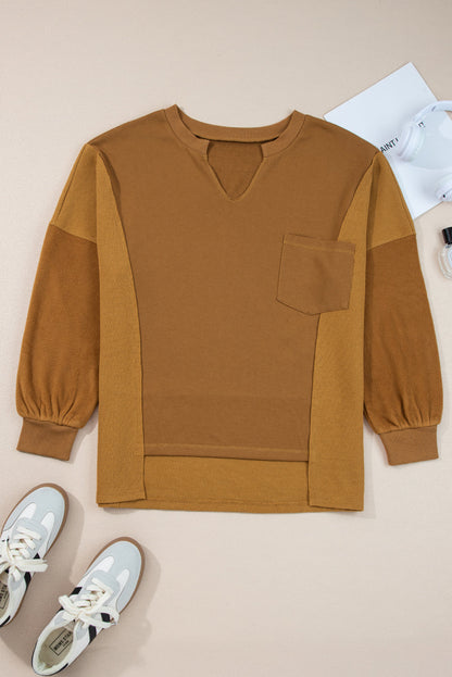 Threaded Pear Isabella High Low Patchwork Sweatshirt