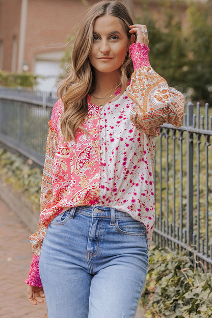 Threaded Pear Adalee Printed Puff Sleeve Shirt