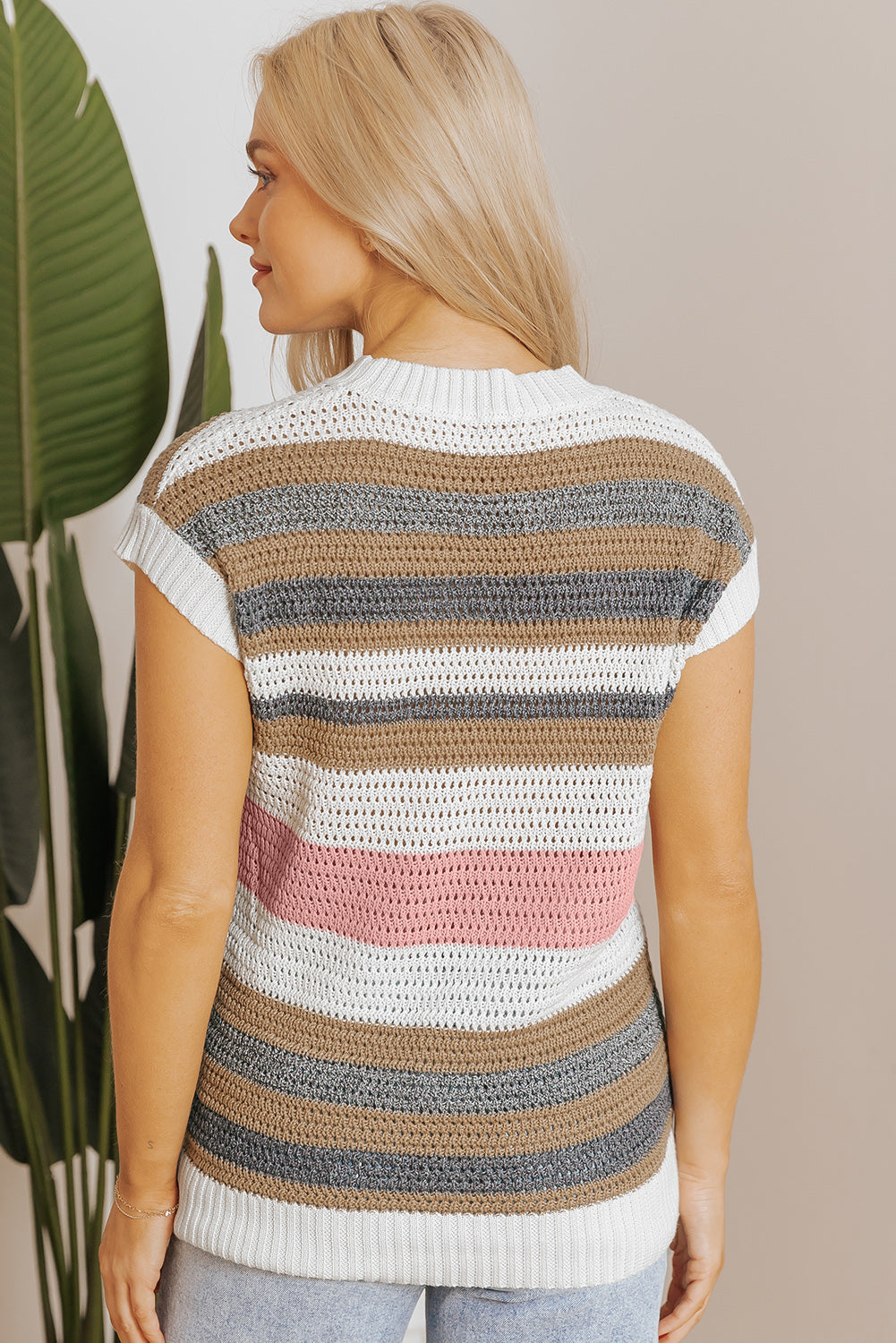 Threaded Pear Selah Eyelet Knit Short Sleeve Sweater