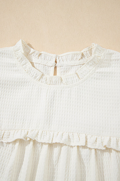 Threaded Pear Ava Trim Waffle Knit Blouse